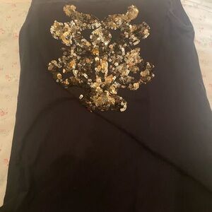 Nanette Lepore Black Tank Top with Gold Sequins